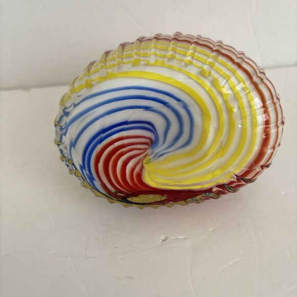 Natalie Handbag Block Crystal Purse Vase Hand Cut Mouth Blown Striped Glass 8" - Picture 7 of 9